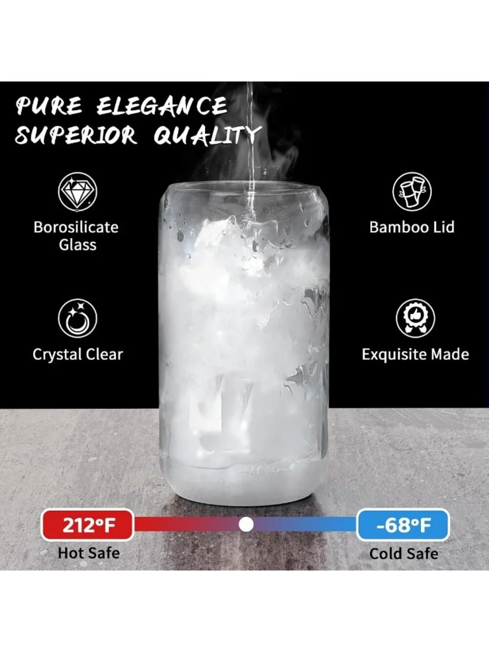 12Pcs Reusable Glass Tumblers with Bamboo Lids & Straws | 16oz Iced Coffee, Tea